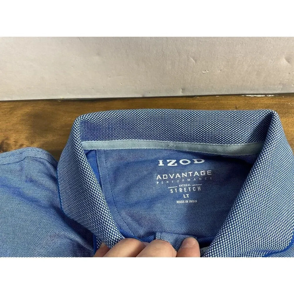 IZOD Advantage Performance Men’s Size Large Tall Blue Polo Shirt Short Sleeve - Picture 4 of 8